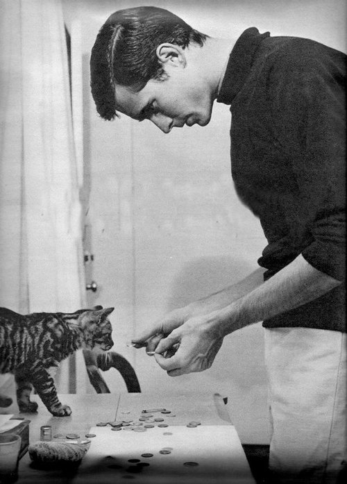 Anthony Perkins playing with a kitty, 1958..jpg