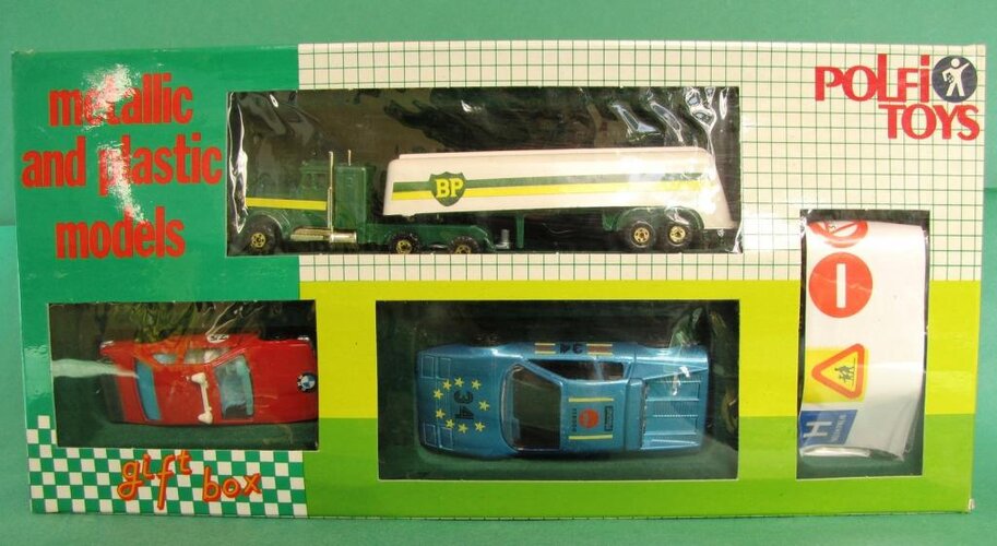 Polfi Metallic and Plastic Cars Set BMW 635 Ferrari 512 Kenworth Truck BP.jpg