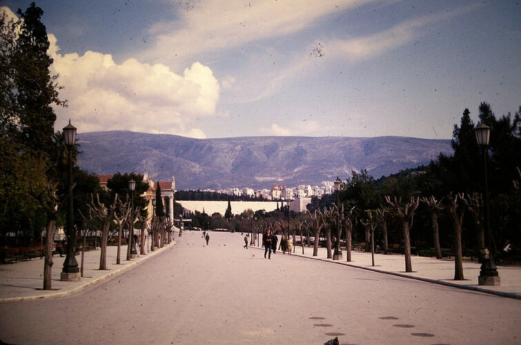 Athens Stadio from Zappeio April 1965.jpg